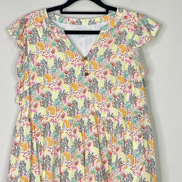 LOFT 2022 Paradise Ruffle Button Colorful Dress Women's Size Small - Picture 4 of 9